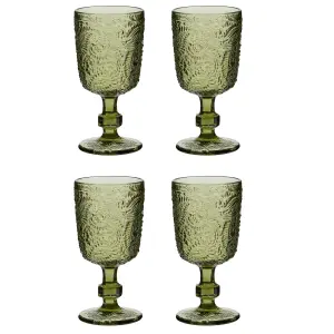 Set of 4 Luxury Bright Green Drinking Wine Glass Wine Goblets 300ml