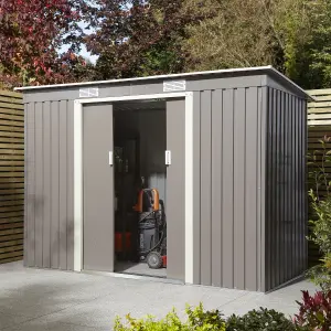 Rowlinson Trentvale 8x4 ft Pent Light grey Metal 2 door Shed