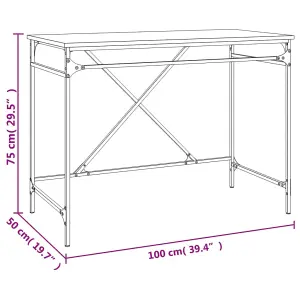 Berkfield Desk Black 100x50x75 cm Engineered Wood and Iron