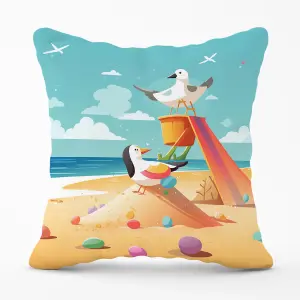 Seagulls On A Beach Holiday Cushions 60cm x 60cm