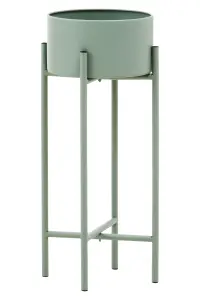 Interiors by Premier Contemporary Small Green Floor Standing Planter, Sturdy Outdoor Pot For Flowers, Durable Floor Planter