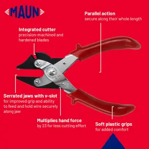 Maun Side Cutter Parallel Plier For Hard Wire Comfort Grips 160 mm