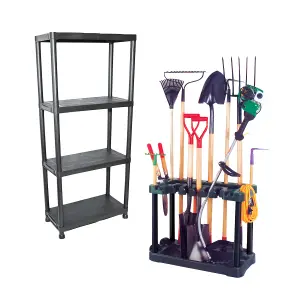 KCT Garden Tool Trolley with 4 Tier Plastic Storage Unit