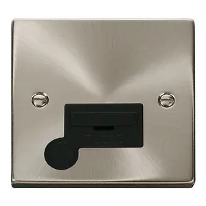 Satin / Brushed Chrome 13A Fused Connection Unit With Flex - Black Trim - SE Home