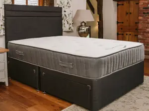 Sapphire Memory Foam Orthopaedic Sprung Divan Bed Set 2FT6 Small Single 2 Drawers Side - Naples Slate