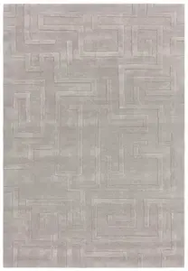 Handmade Modern Silver Abstract Wool Easy to Clean Rug for Living Room & Bedroom-200cm X 290cm