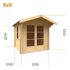 8ft x 8ft (2350mm x 2350mm) Horsforth "The Topeka" 28mm Log Cabin With 1 Opening Window