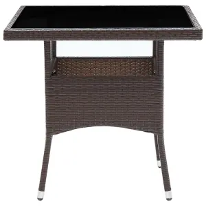 Berkfield Garden Dining Table Brown Poly Rattan