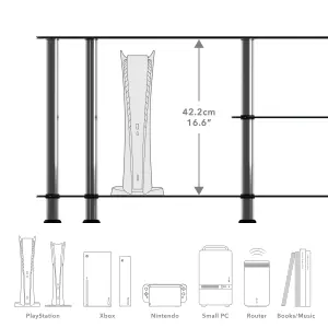 AVF Classic 1.14m Glass Corner TV Stand with Vertical Storage for TVs up to 55" - Black & Chrome