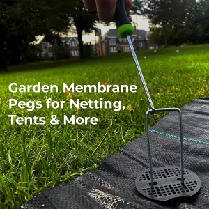 6 Inch Galvanized Weed Membrane Pegs with Buffer Washers - 50 Pack Rustproof Metal Garden Staples for Membranes & Netting