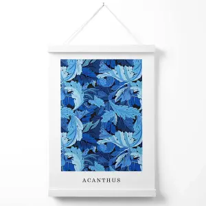 William Morris Acanthus in Bright Blue Poster with Hanger / 33cm / White