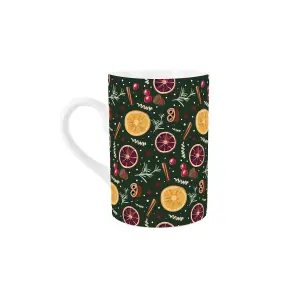 Purely Home Mulled Christmas Mug - Xmas Fruits & Spices Gift Mug Ceramic Tea/Coffee Cup