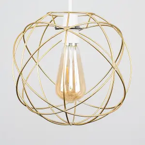 ValueLights Rutherford Retro Style Gold Metal Basket Cage Ceiling Pendant Light Shade