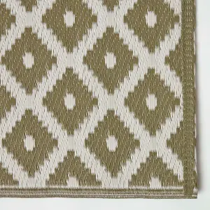 Homescapes May Geometric Olive Green Outdoor Rug, 120 x 180 cm