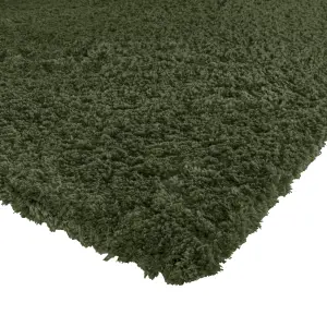 Supersoft Olive Green Plain Medium Rug, (L)170cm x (W)120cm