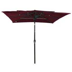 Berkfield 3-Tier Parasol with Aluminium Pole Bordeaux Red 2.5x2.5 m