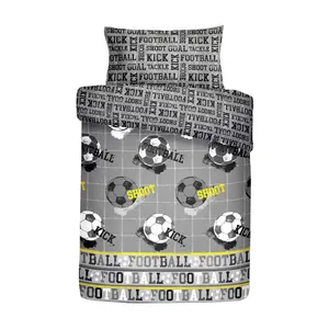 Football Polyester Graphic Print & Text Duvet Cover Set with Pillowcases Grey / Single Duvet Cover + 1 Standard Pillowcase