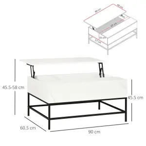 HOMCOM Lift Top Coffee Table W/ Hidden Storage Compartment, White