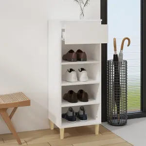 Berkfield Shoe Cabinet White 40x36x105 cm Engineered Wood