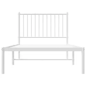 Berkfield Metal Bed Frame with Headboard White 90x190 cm 3FT Single