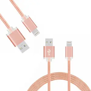 FX Powabud Nylon Braided USB Data Cable for Phone, Rose Gold