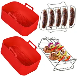 SPARES2GO Drawer Liner Baskets Racks Compatible with Daewoo SDA2310 8L Air Fryer Liner Pot Shelf Set