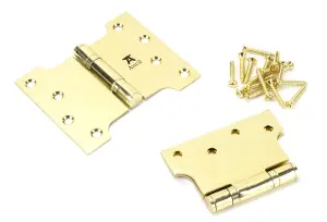 From The Anvil Polished Brass 4 Inch x 3 Inch x 5 Inch  Parliament Hinge (pair) ss