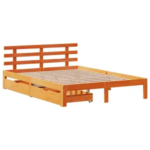 Berkfield Bed Frame with Drawers without Mattress Wax Brown 120x200 cm