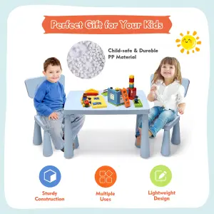 Costway Children Play Table with 2 Chairs Set for Eating Drawing Writing