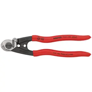 Draper KNIPEX 95 61 190 SB Wire Rope Cutter forged plastic coated, 190mm 03047