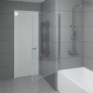 SunDaze 6mm Toughened Safety Glass Straight Pivot Shower Bath Screen - 1400x800mm Chrome