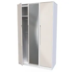 Turin Tall Triple Mirror Wardrobe in Kashmir Gloss & White (Ready Assembled)