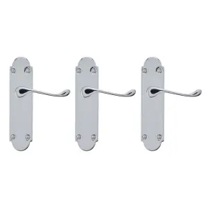 Colours Beja Polished Chrome effect Steel Scroll Latch Door handle (L)96mm, Pack of 3