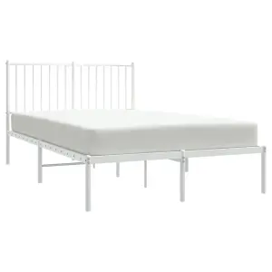 Berkfield Metal Bed Frame with Headboard White 120x200 cm