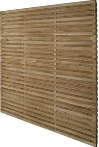 Forest Garden 6' X 6' Contemporary Double Slatted Fence Panel