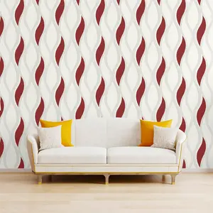 Wave Embossed Textured Wallpaper - Red - E62010