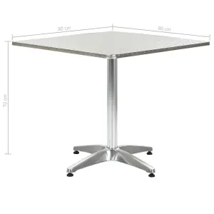 Berkfield Garden Table Silver 80x80x70 cm Aluminium