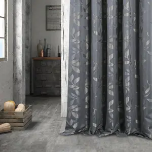 Home Curtains Lorenzo Fully Lined 45w x 48d" (114x122cm) Grey Eyelet curtains (PAIR)