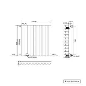 Right Radiators 600x590mm Horizontal Single Oval Column Designer Radiator White