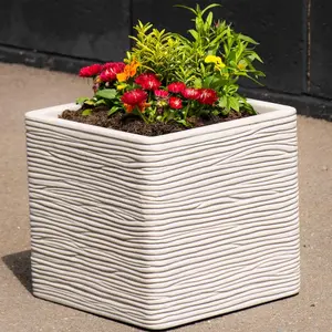 1 x Square Amalfi Stone Effect Flower Planter Ideal For Home, Gardens, Patios & Balconies