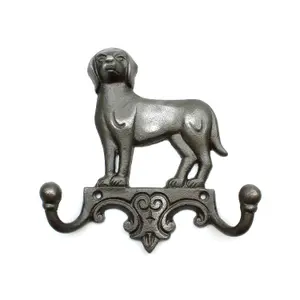 Oakcrafts - Antique Cast Iron Dog Design Twin Coat Hook