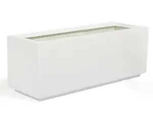 Primrose White Gloss Fibreglass Garden Indoor Outdoor Trough Planter 120cm