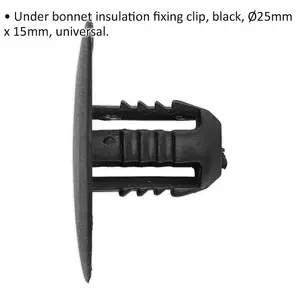 Universal Under Bonnet Insulation Fixing Clips - 20 Pack, 25mm x 15mm