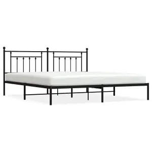 Berkfield Metal Bed Frame with Headboard Black 193x203 cm