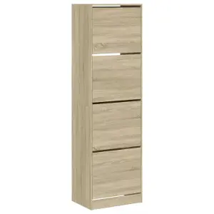 Berkfield Shoe Cabinet with 4 Flip-Drawers Sonoma Oak 60x42x204 cm