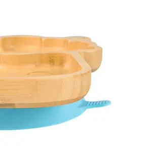 Tiny Dining - Children's Bamboo Suction Llama Plate - Blue