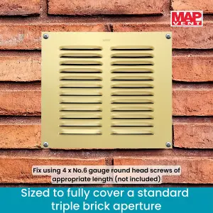 Metal Louvre Air Vent Cover, Suitable for Venting Gas Appliances Internal External Wall, for Openings 9 x 9" (229 x 229mm), Gold