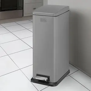 BLACK+DECKER 20L Grey Pedal Bin with Soft Close Lid