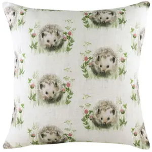 Evans Lichfield Hedgerow Hedgehog Repeat Printed Feather Filled Cushion