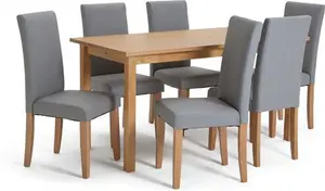 Argos Home Ashdon Solid Wood Dining Table & 6 Grey Chairs